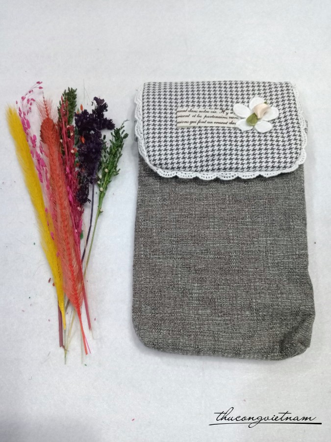 Túi handmade vải vintage 12*19cm- Xanh rêu